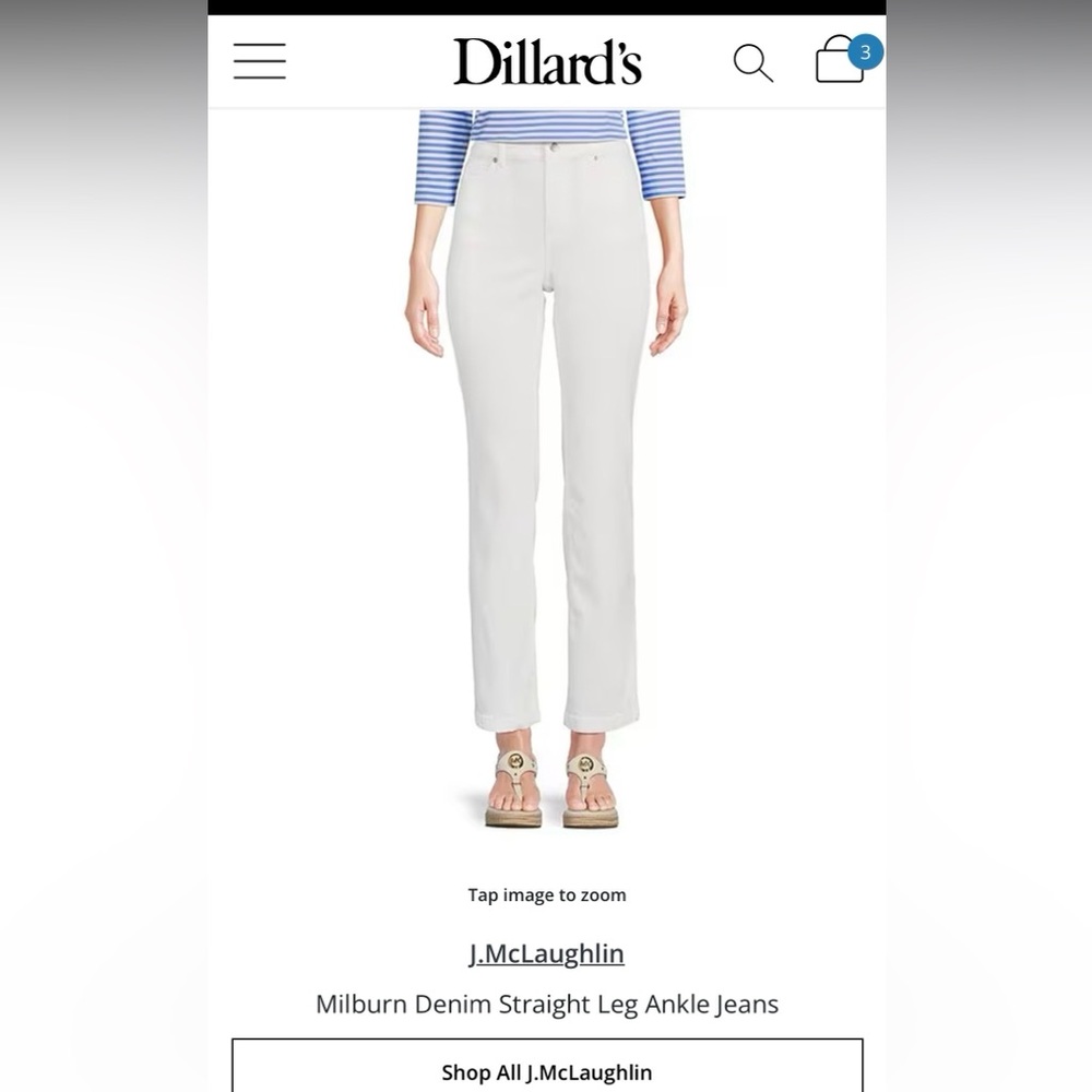 NWT J.McLaughlin Milburn Denim Ankle Jeans White 8